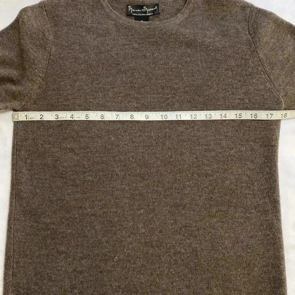 Mercer & Madison 100% Italian Merino Wool Brown Crew Neck Sweater Size Medium. - Picture 6 of 8